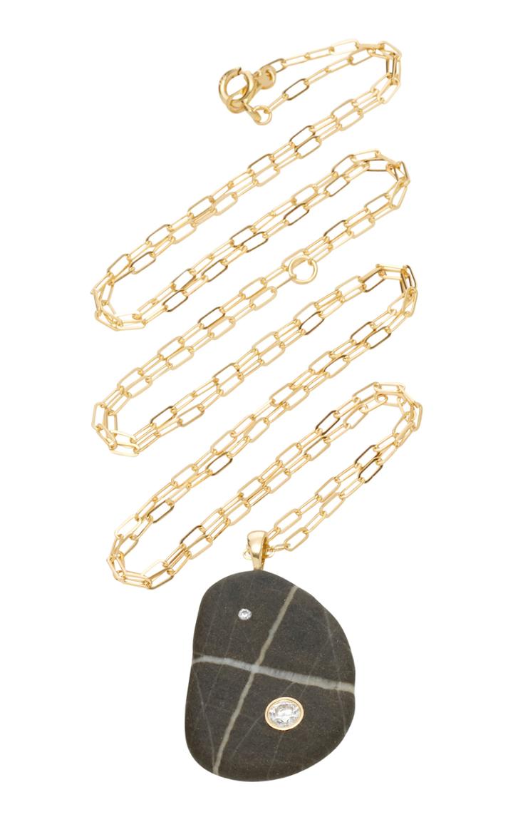 Cvc Stones Tuxedo 18k Gold Stone And Diamond Necklace