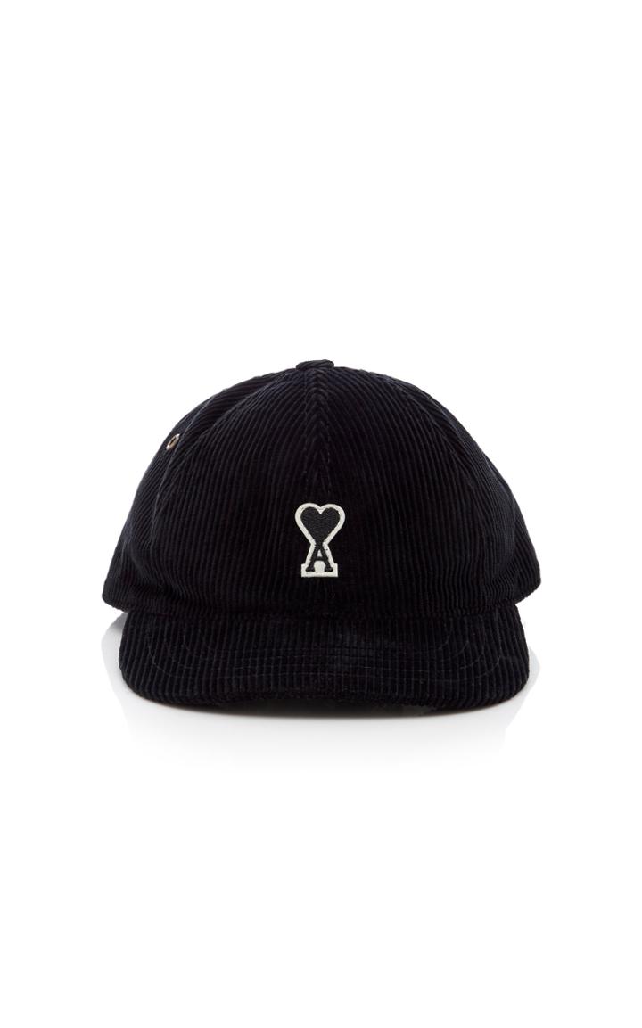Ami Embroidered Cotton-corduroy Hat
