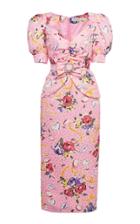 Moda Operandi Alessandra Rich Floral Ribbon Print Silk Dress With Peplum