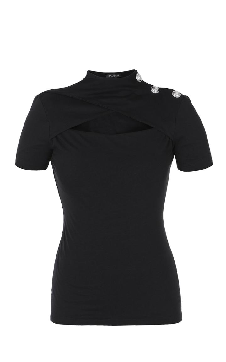Balmain Cutout Mock Neck T-shirt