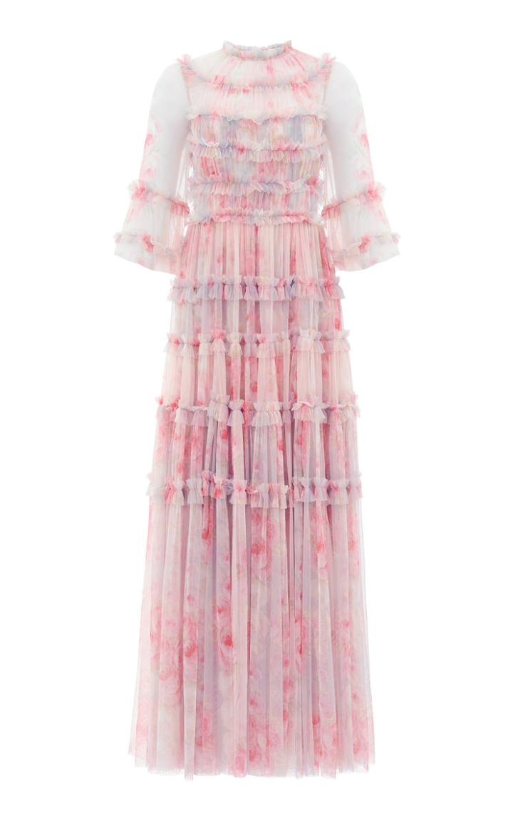 Moda Operandi Needle & Thread Belleflower Ruffled Tulle Gown Size: 4
