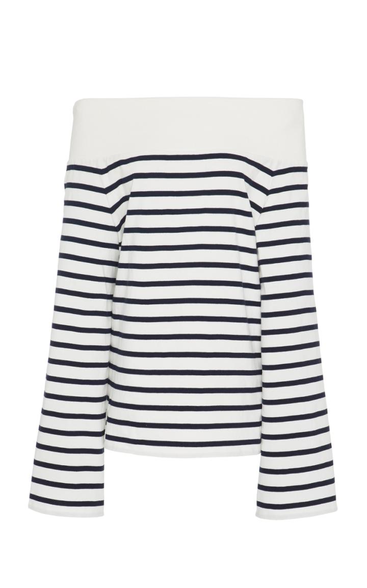 Goen.j Off-the-shoulder Stripe Jersey Top