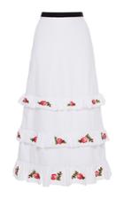 Vivetta Embroidered Remora Tiered Poplin Midi Skirt