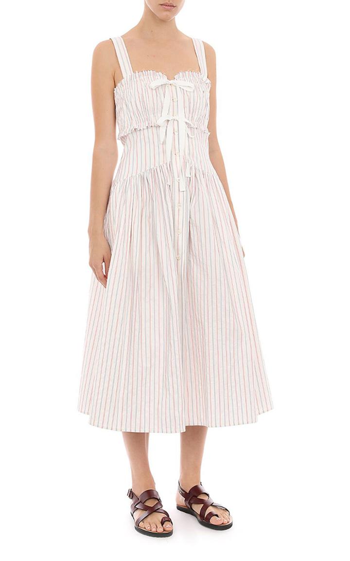 Moda Operandi Philosophy Di Lorenzo Serafini Striped Taffetta Midi Dress