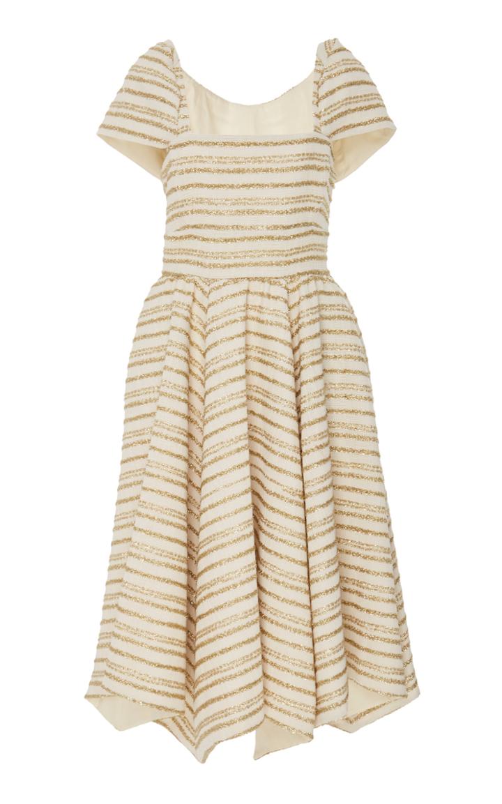 Rosie Assoulin Exclusive Striped Cotton-blend Midi Dress