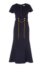 Oscar De La Renta Embellished Wool-blend Midi Dress Size: 0