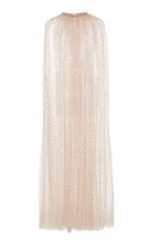 Monique Lhuillier Sheer Tulle Embroidered Cape