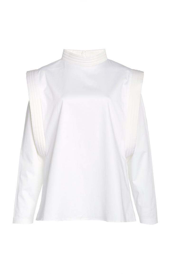Moda Operandi Piece Of White Julie High-neck Cotton-blend Poplin Shirt