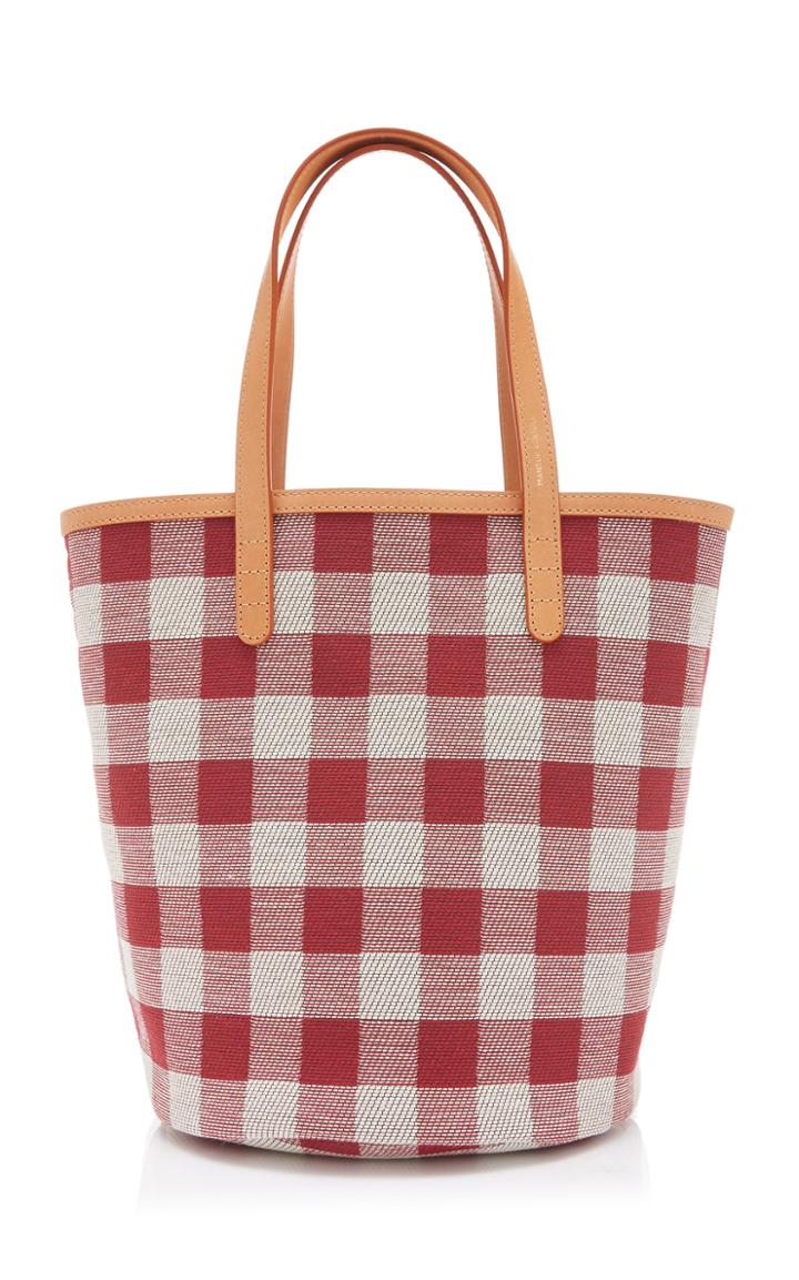 Mansur Gavriel Checkered Circle Mini Canvas Bucket Bag