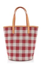 Mansur Gavriel Checkered Circle Mini Canvas Bucket Bag