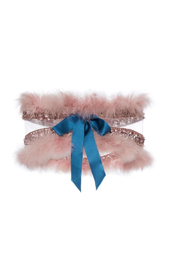 Reem Acra Fur And Embroidered Trim Shrug