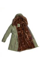 Mr & Mrs Italy Regular Fit Long Army Parka With Natural Mink