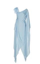 Cult Gaia Aliza Asymmetric Feather-embellished Silk-effect Dress