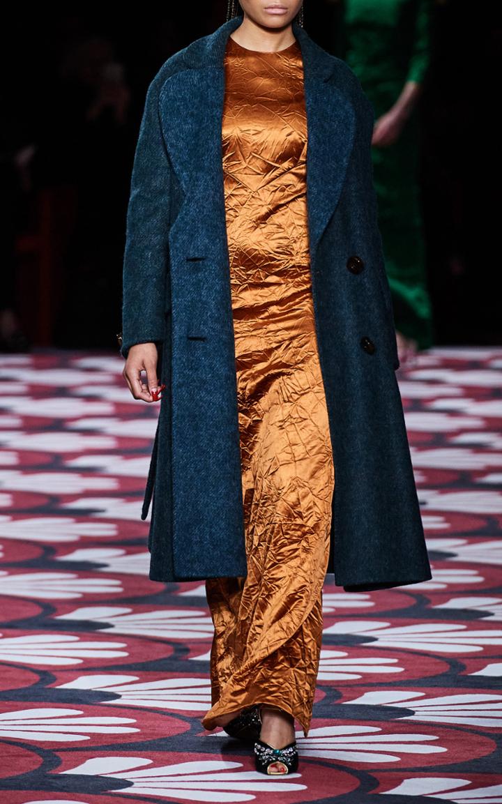 Moda Operandi Miu Miu Crinkled Satin Maxi Length Dress