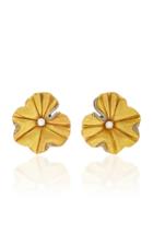 Silvia Furmanovich Sculptural Botanical Marquetry Gold Leaf Earrings