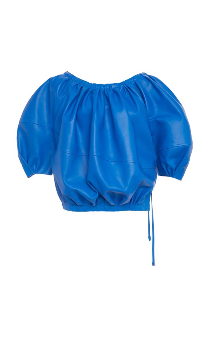 Moda Operandi Marni Gathered Leather Cocoon Blouse Size: 38