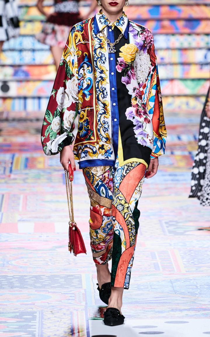 Moda Operandi Dolce & Gabbana Patchwork-printed Brocade Straight-leg Pants