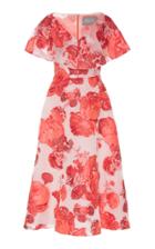 Moda Operandi Lela Rose Floral-print Taffeta Cold-shoulder Dress Size: 2