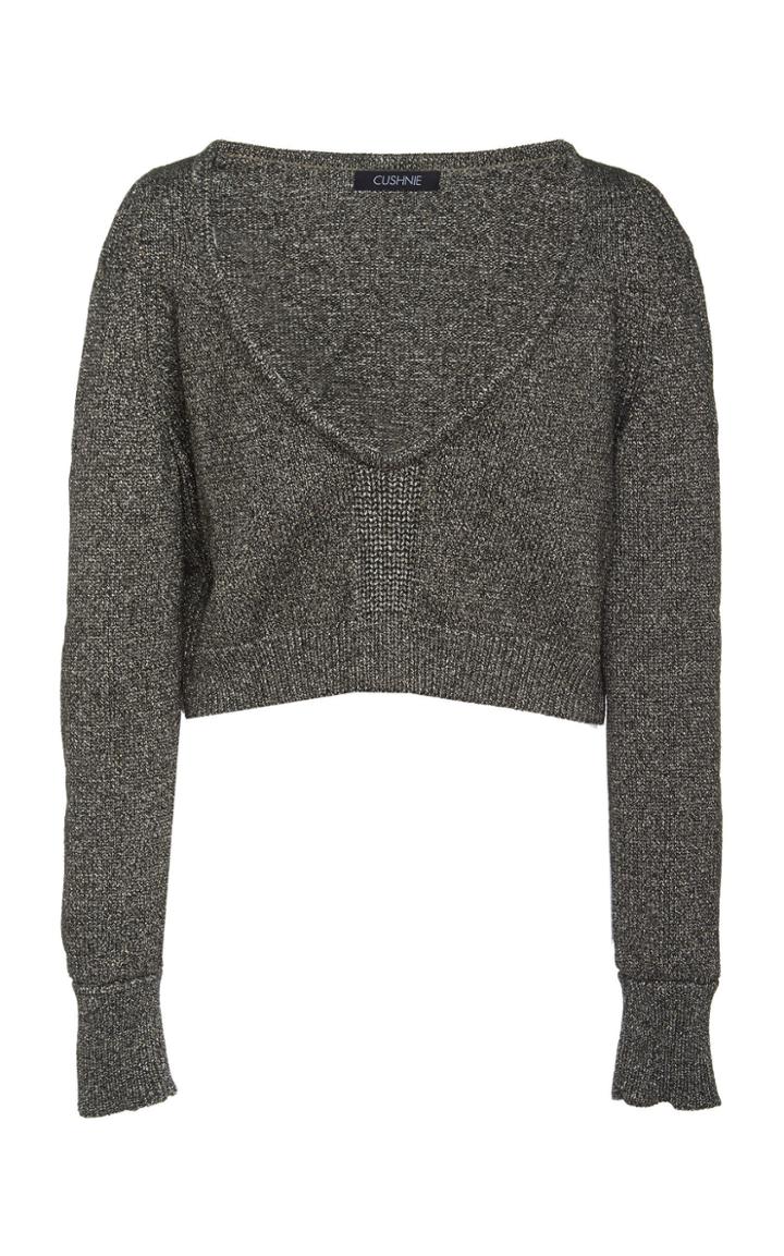Cushnie Cropped Shimmer Knit Top