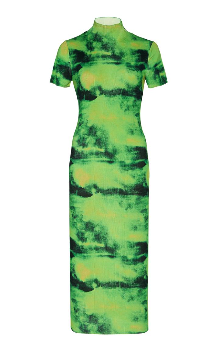 Versace Tie-dyed Silk Turtleneck Midi Dress Size: 38