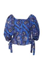 Caroline Constas Nella Off-the-shoulder Floral-print Cotton-poplin Top