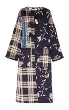 Oscar De La Renta Embroidered Bow-accented Cotton Coat