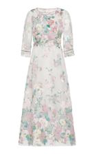 Luisa Beccaria Organdy Fil Coupe Flowers Dress
