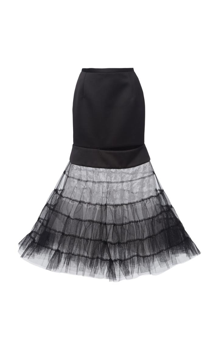 Christopher Kane Tulle Hem Flared Midi Skirt