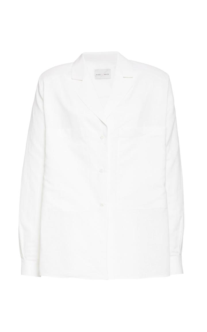 Piece Of White Ellen Padded-shoulder Linen Jacket Shirt
