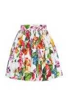 Dolce & Gabbana Pleated Floral-print Cotton Mini Skirt