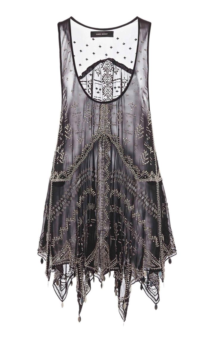 Moda Operandi Isabel Marant Jailina Asymmetric Embroidered Silk Dress Size: 34