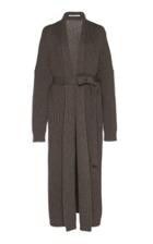 Agnona Cashmere Chunky Pearl Ribbed Belted Cardigan