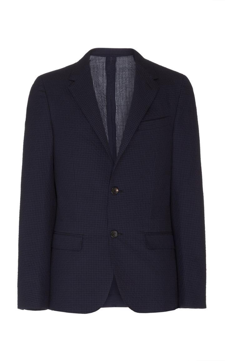 Lanvin Gingham Wool And Cotton-blend Seersucker Blazer Size: 48