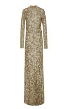 J. Mendel Metallic Embroidered High Neck Gown