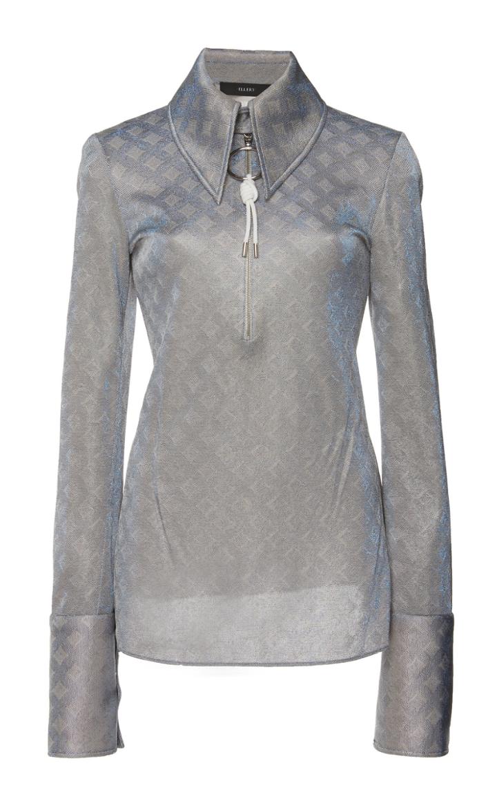 Ellery Mcshine Satin Zip-front Top