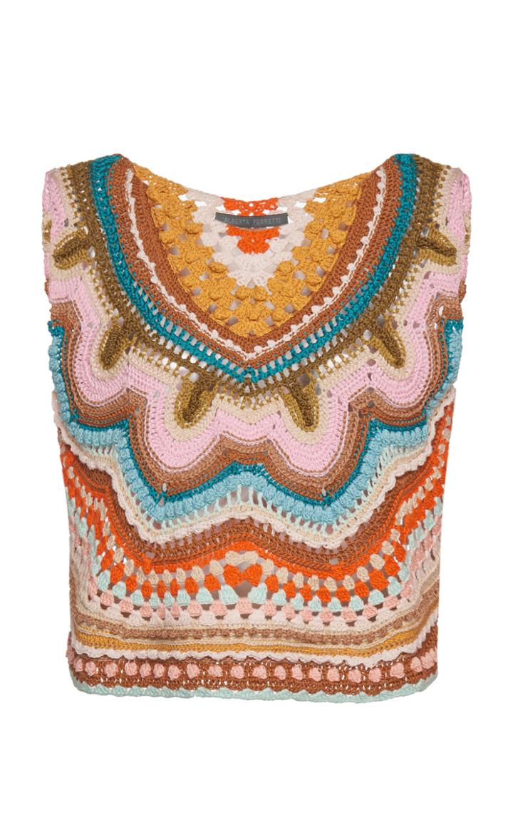 Alberta Ferretti Crochet Cotton Top