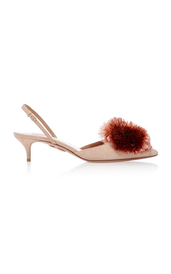 Aquazzura Powder Puff 45 Suede Sling-back Pumps