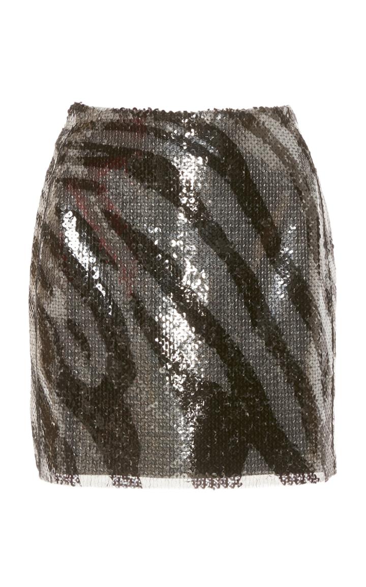 David Koma High-waisted Zebra-print Sequined Skirt