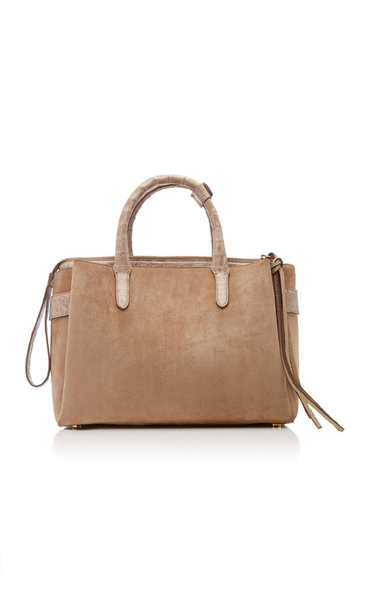 Nancy Gonzalez Christie Croc Paneled Suede Tote