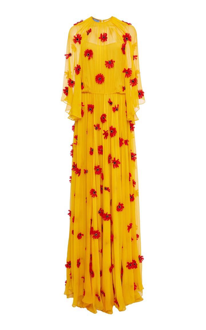 Jonathan Cohen Whithering Heights Embroidered Silk Chiffon Gown