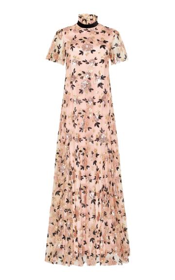 Macgraw Plumage Floral Sequined Tulle Gown