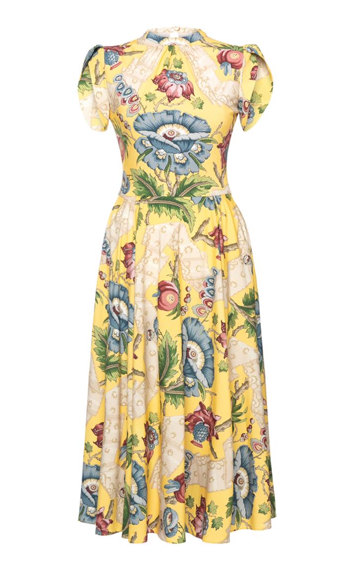 Moda Operandi Lena Hoschek Geraldine Floral Crepe Midi Dress