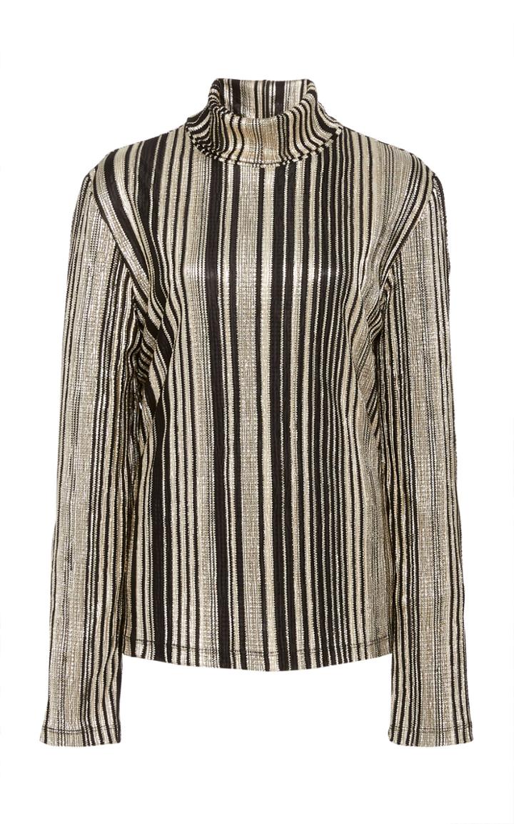 Christian Siriano Metallic Striped Turtleneck