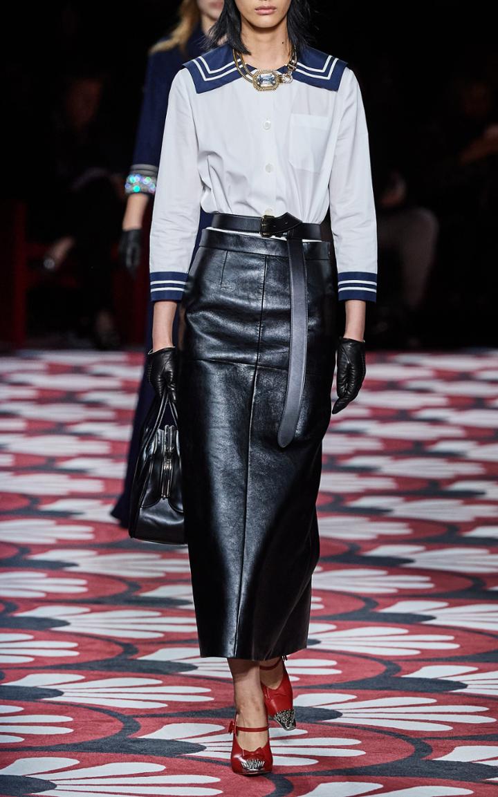 Moda Operandi Miu Miu Cropped Poplin Sailor Shirt