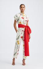 Moda Operandi Oscar De La Renta Floral Cotton-blend Belted Jumpsuit