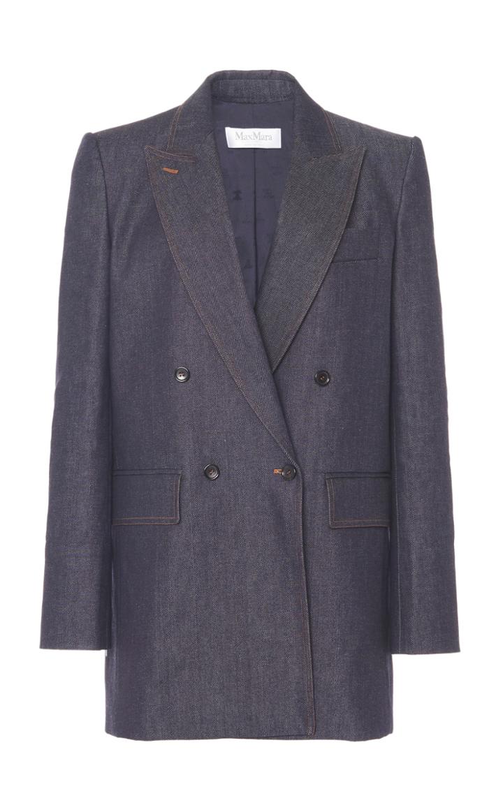 Moda Operandi Max Mara Petalo Cotton-blend Denim Double-breasted Blazer