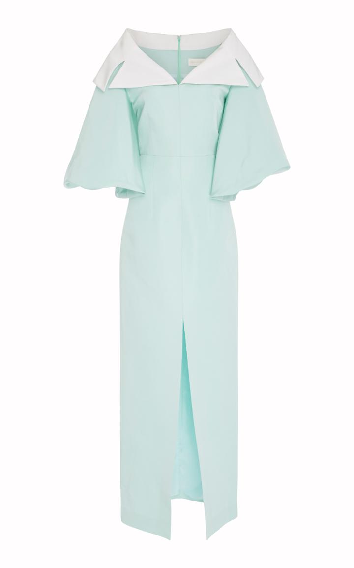 Christian Siriano Silk Faille Shawl Collar Gown