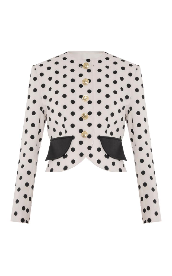 Moda Operandi George Keburia Dynasty Polka-dot Cady Cropped Blazer