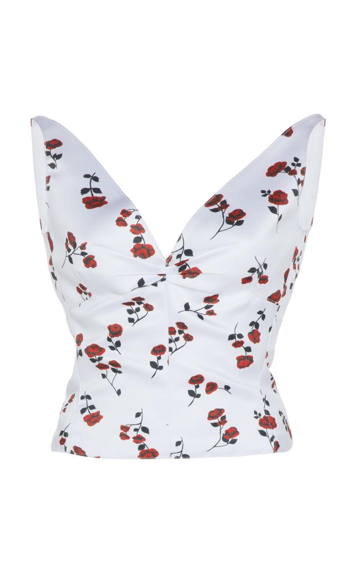 Paco Rabanne Printed Satin V-neck Tank Top