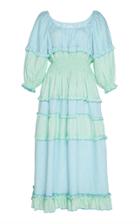 Moda Operandi Gl Hrgel Smocked-waist Linen Midi Dress Size: Xs